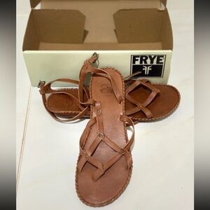 Frye Tan Leather Strappy Sandals